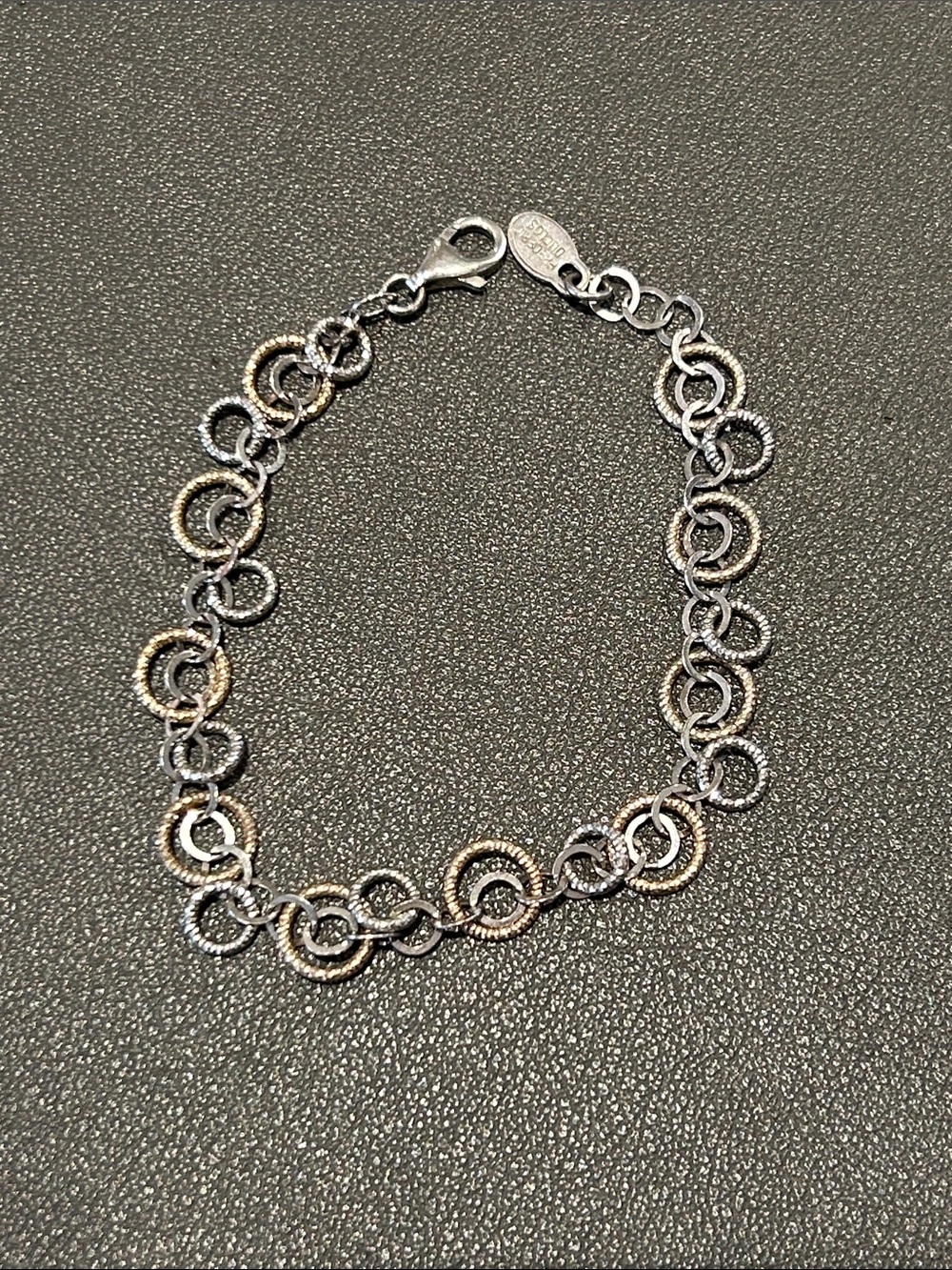 Frederic Duclos Two-Tone Silver and Gold Circle Link Bracelet